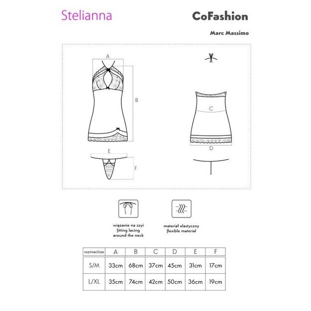 CoFashion mėlyni neriniuoti perregimi naktinukai Stelianna