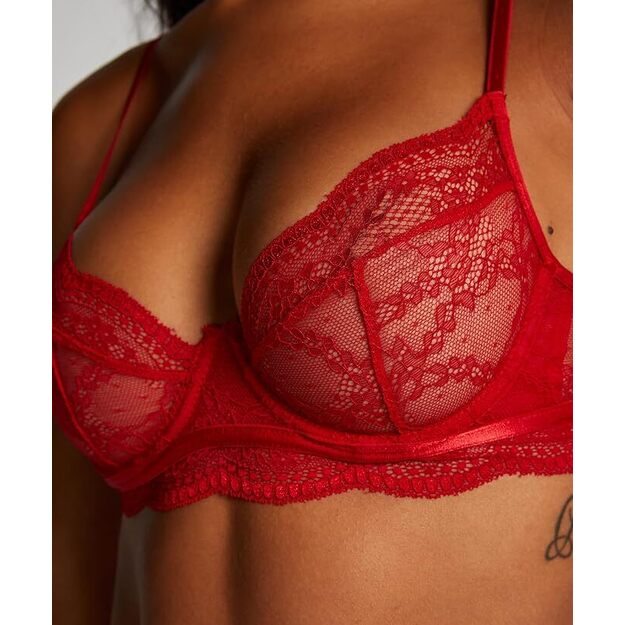 Hunkemoller 70C dydžio raudonos spalvos liemenėlė 184807005 Tango Red