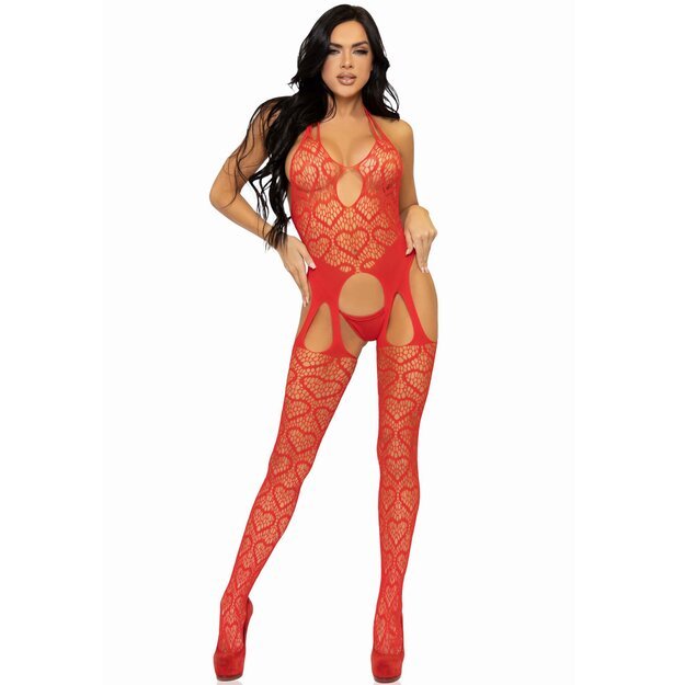 Leg Avenue seksuali raudona atvira viso kūno kojinė 89306