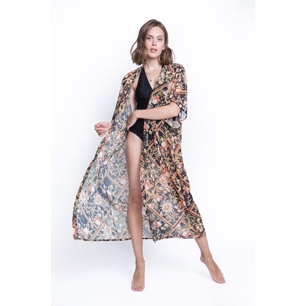 ShaSha gelėtas paplūdimio kimono Exotic flower