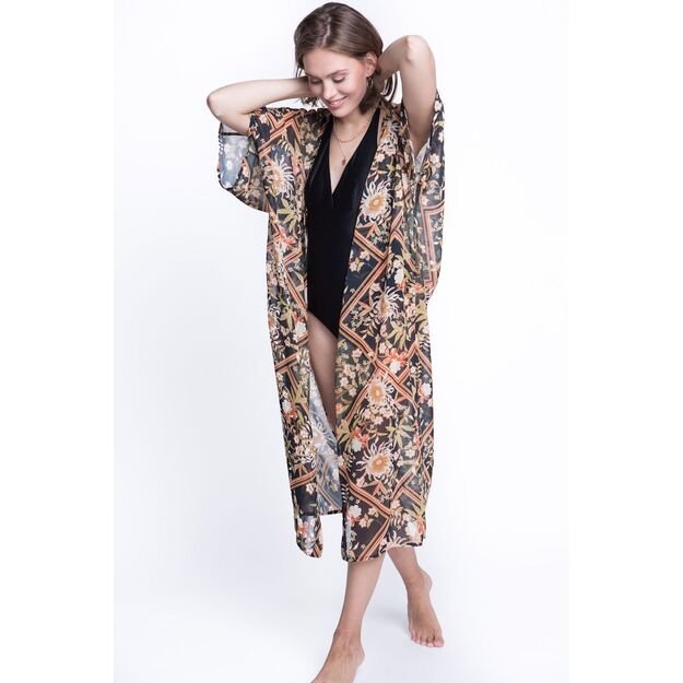 ShaSha gelėtas paplūdimio kimono Exotic flower